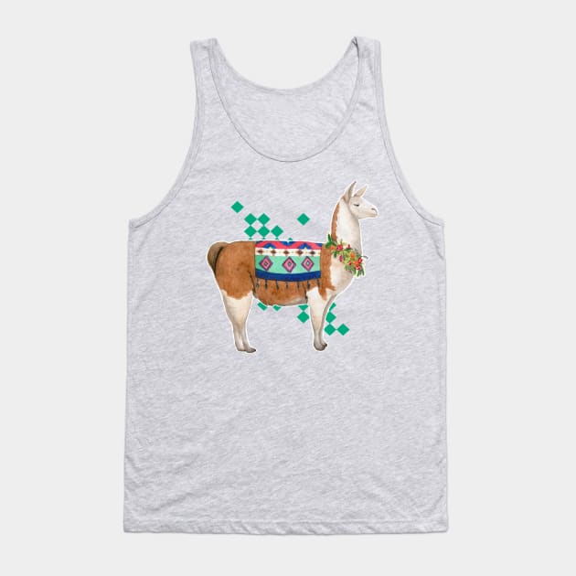 Llama in Flowers Tank Top by ChaneyAtelier